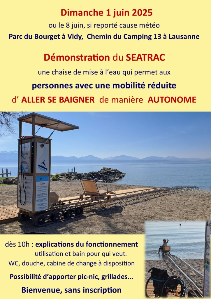 flyer pour la démonstration du système de mise à l'eau SEATRAC à Vidy Lausanne